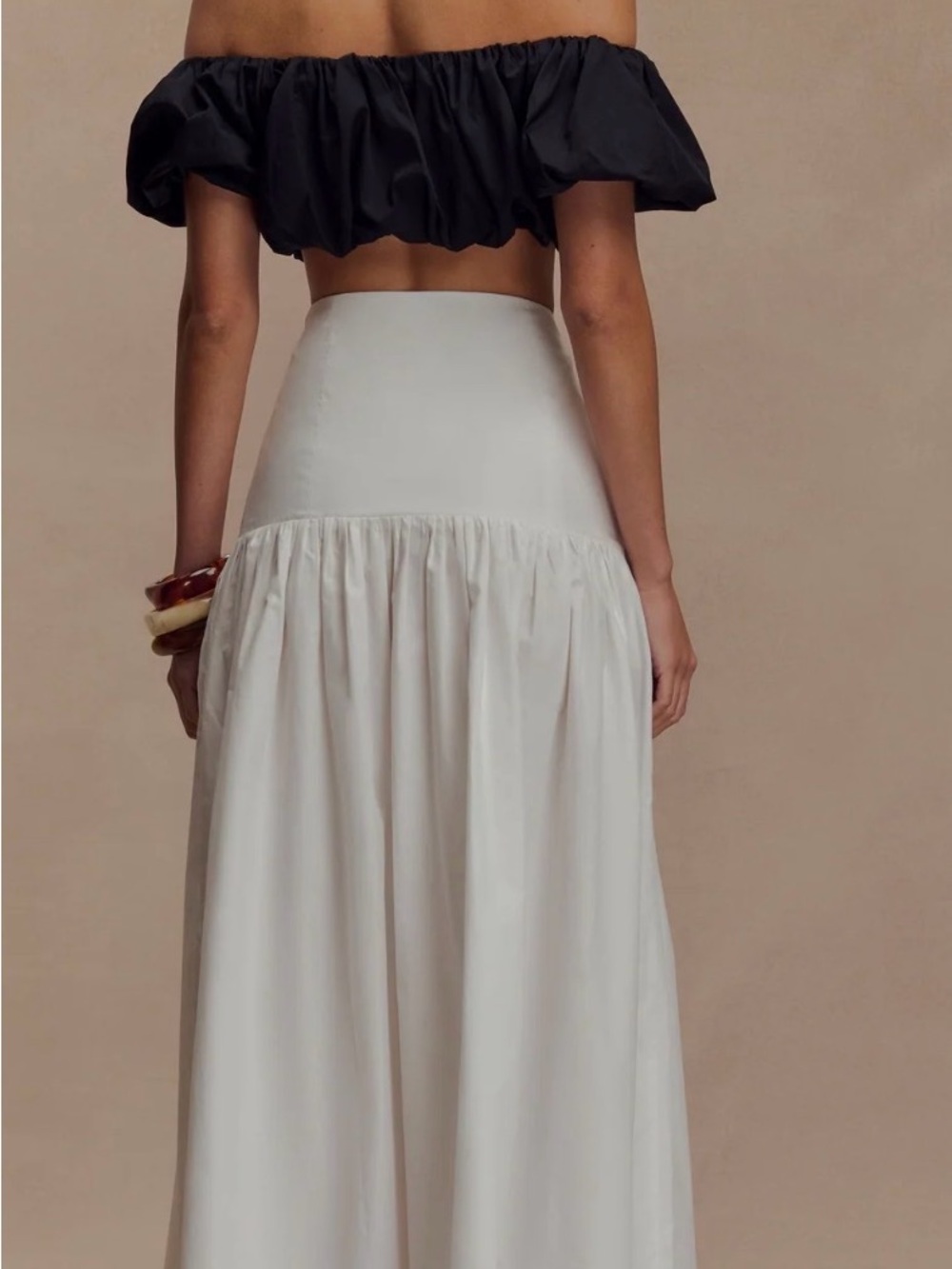 Meshki White Maxi Skirt with High Waist - Picture 2 of 3